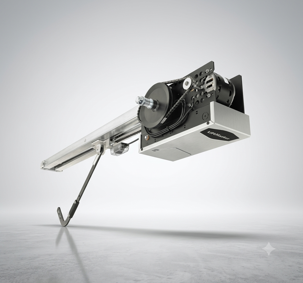 Motor industrial LiftMaster BMT 5011 con riel 4 metros para portón automático